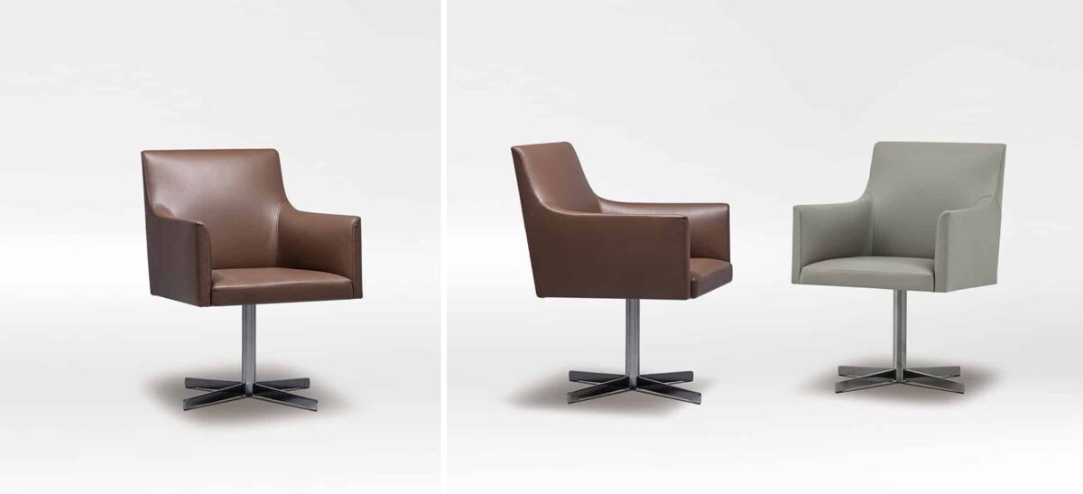 Elegant Soho Swivel Chair with minimalist style and supportive seat by Camerich.