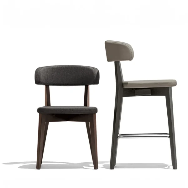 “SIREN by Connubia modern Italian chair – curved wooden backrest with upholstered seat and tapered legs for a refined look”