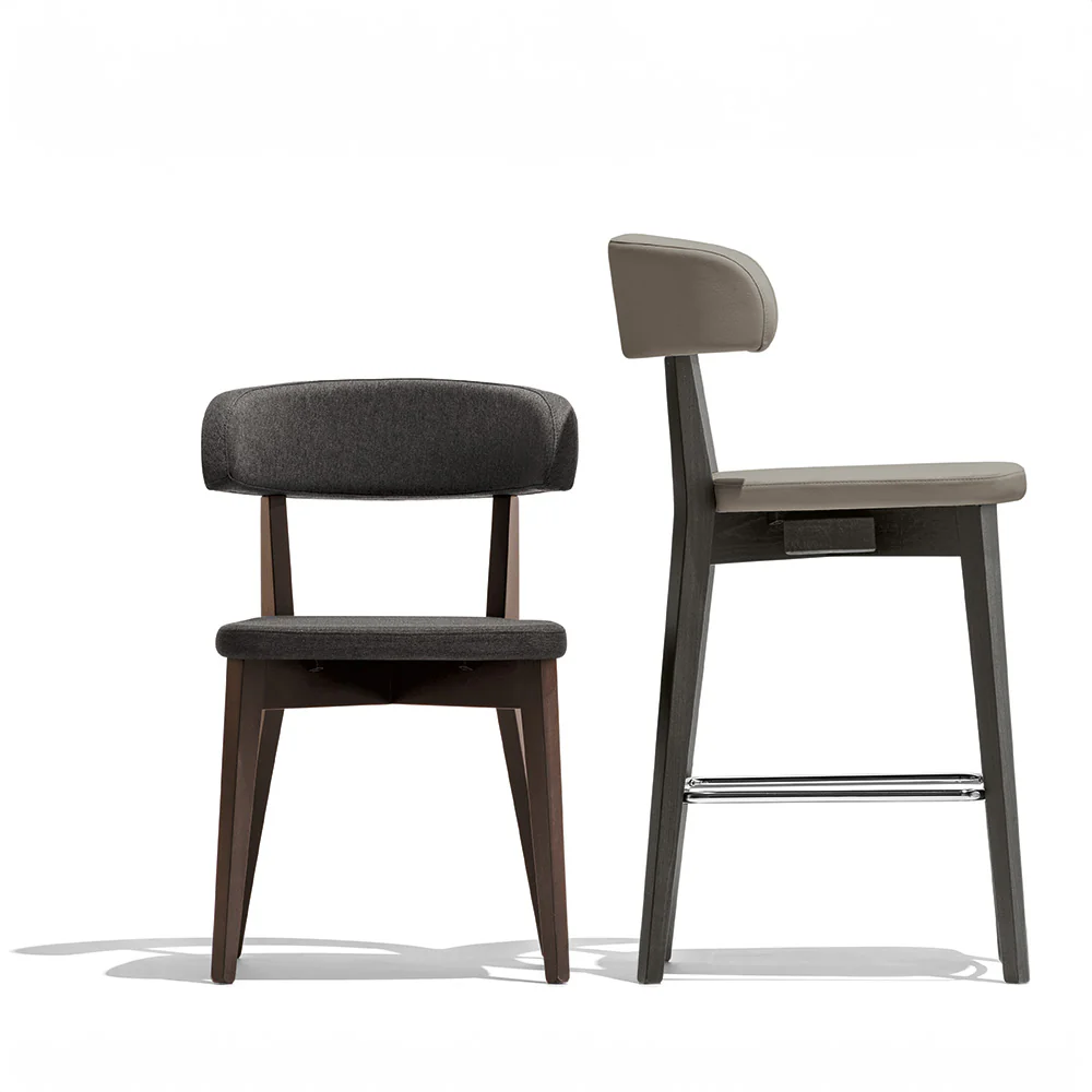 “SIREN by Connubia modern Italian chair – curved wooden backrest with upholstered seat and tapered legs for a refined look”
