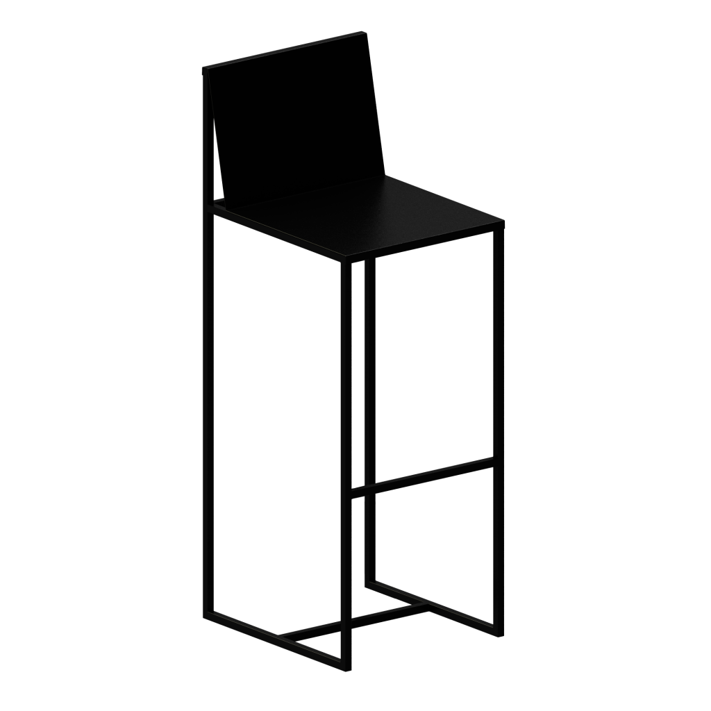 “SLIM SISSI barstool by Zeusnoto, with a minimalist black frame and a sleek, rounded seat cushion.”