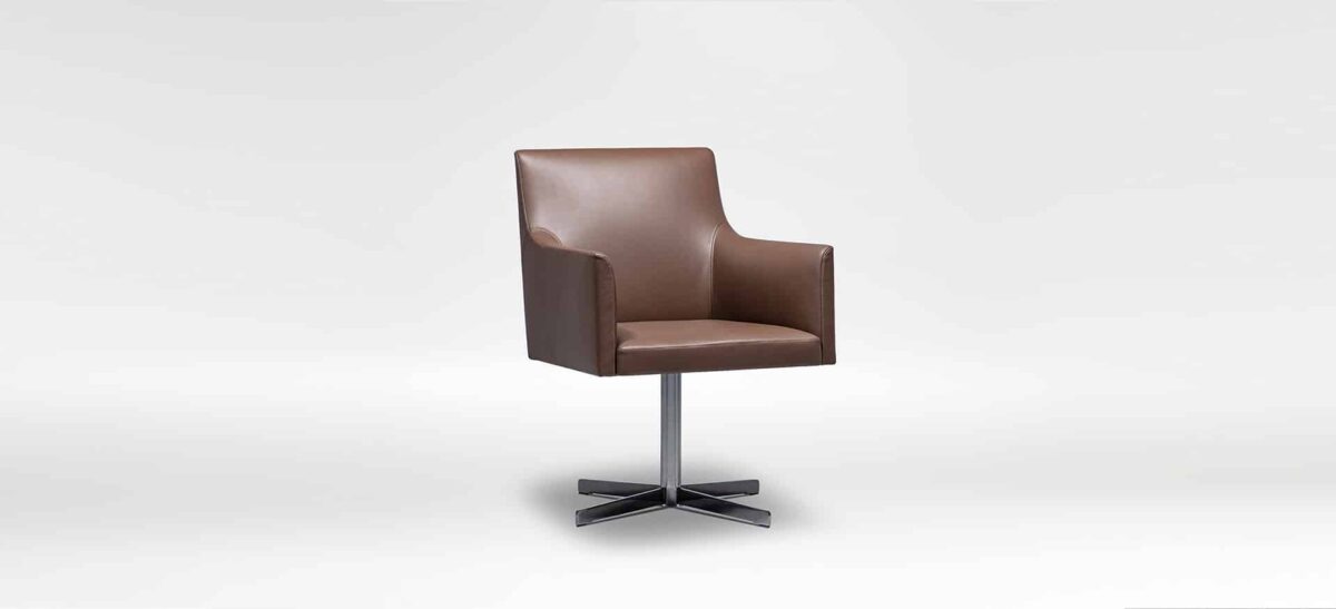 Swivel lounge chair with inviting design and sleek lines by Camerich.