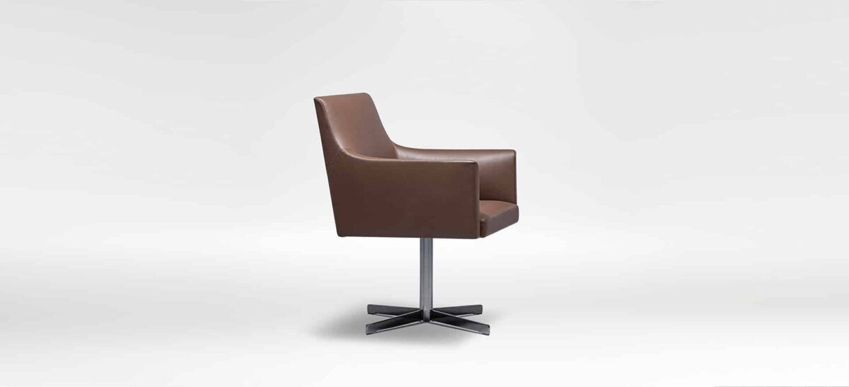 Stylish Soho Swivel Chair with modern shape and plush upholstery by Camerich.