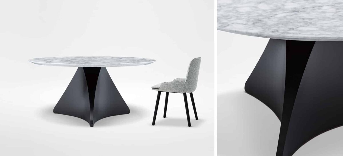 Spin Round Dining Table by Camerich, a sleek and modern design with a circular top, ideal for creating an elegant and contemporary focal point in luxury dining spaces.