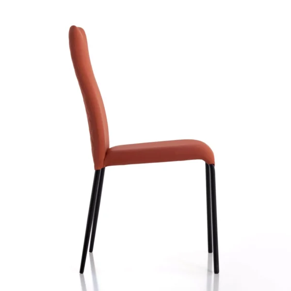 Swing 2B chair by Peressini – a mid-height backrest with gently rounded edges, upholstered in fabric and supported by slender black metal legs.