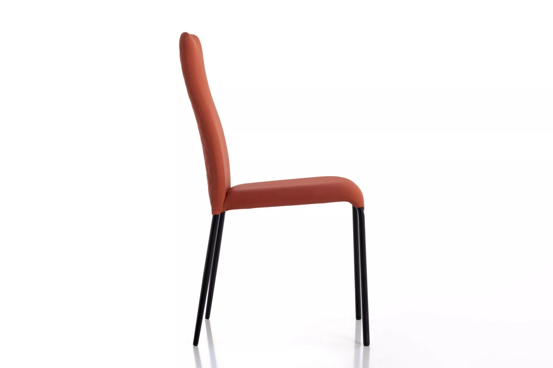 Swing 2B chair by Peressini – a mid-height backrest with gently rounded edges, upholstered in fabric and supported by slender black metal legs.