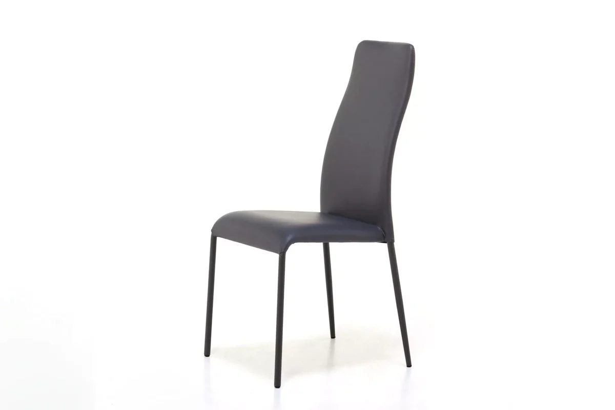 Swing 2H chair by Peressini with a gently curved backrest and slender metal legs, upholstered in neutral-tone fabric.
