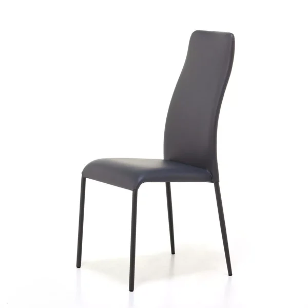 Swing 2H chair by Peressini with a gently curved backrest and slender metal legs, upholstered in neutral-tone fabric.