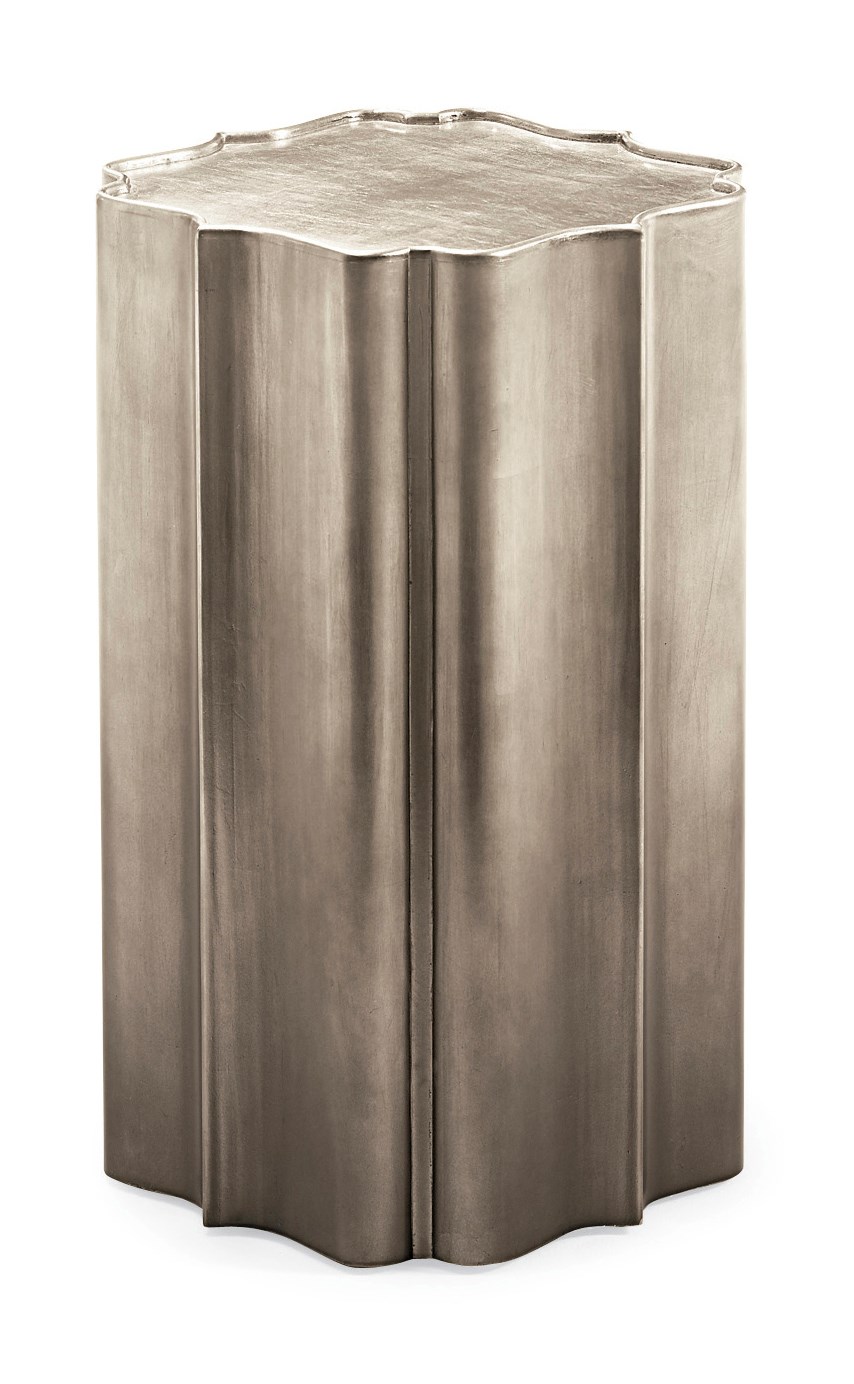Caracole Gold Is Up Side Table featuring an ombré gold finish, transitioning from dark at the base to light at the top, with a classic silhouette and hardwood veneer construction.