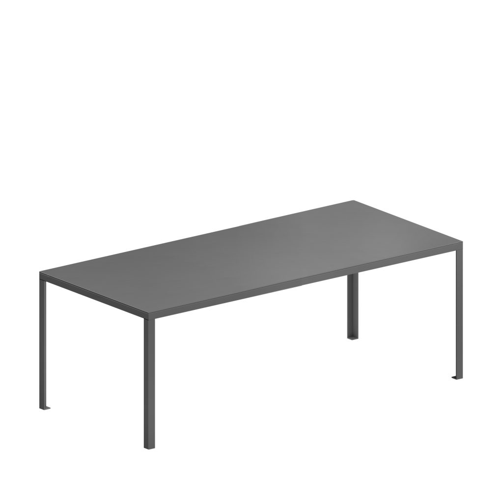 “OUTDOOR TABLE by Zeusnoto featuring a weather-resistant tabletop with sturdy, minimalist metal legs.”