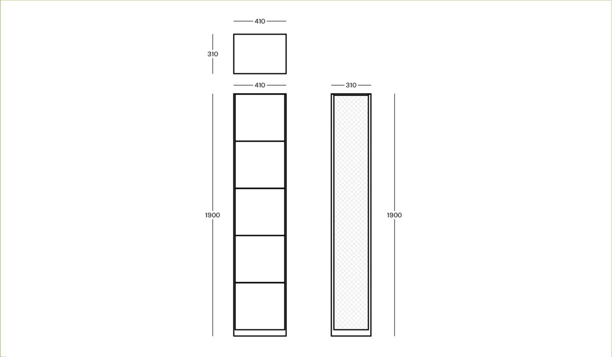 Sculptural column shelf with geometric steel design by Zeusnoto.