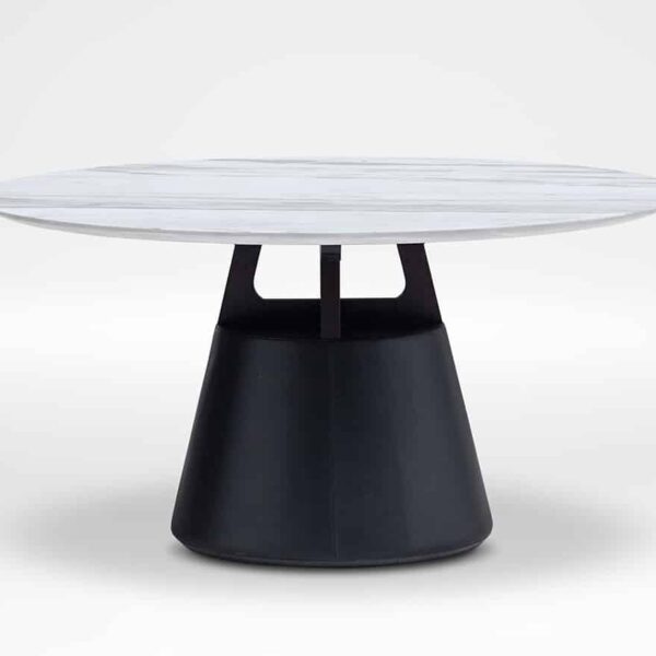 Compact dining table with sleek wood surface and minimalist design by Camerich.