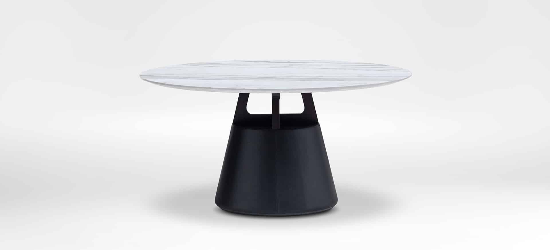 Compact dining table with sleek wood surface and minimalist design by Camerich.