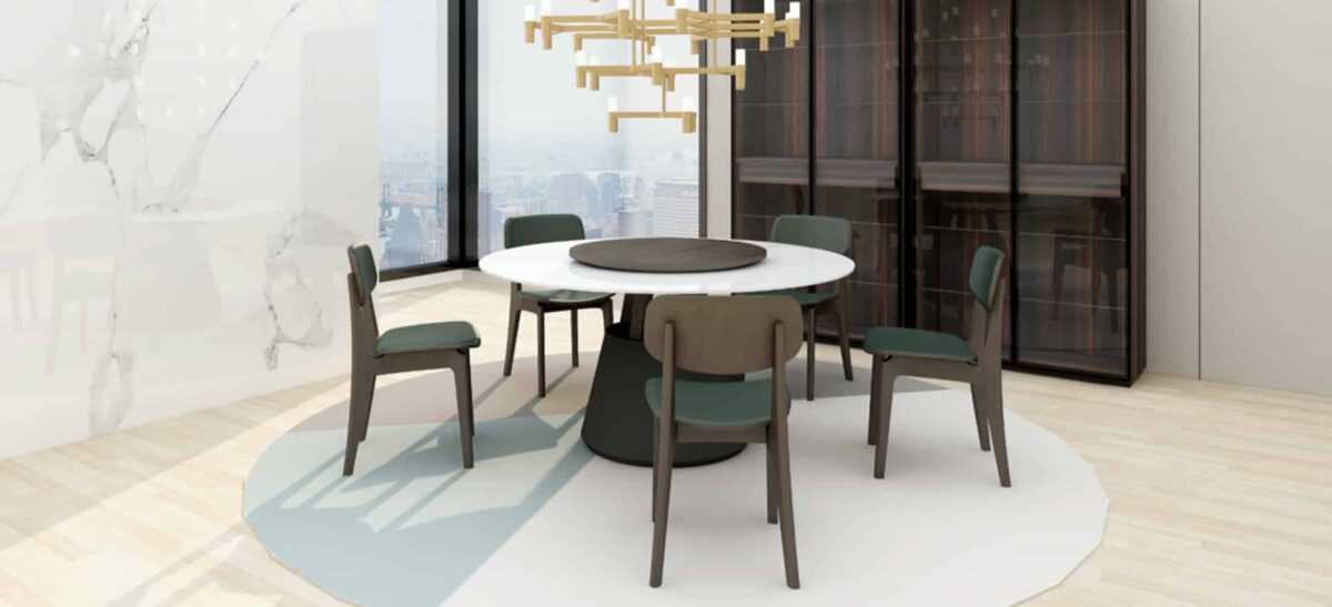 Contemporary table with smooth wood finish and elegant structure by Camerich.