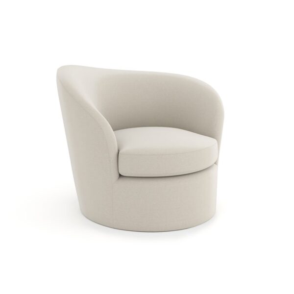 Contemporary swivel chair featuring luxurious upholstery and a modern design, perfect for chic living spaces in Royal Oak, Michigan.