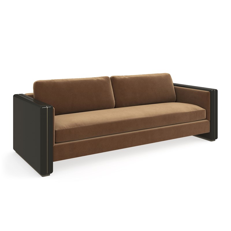 "Luxurious Gelee Sofa in Chocolate by Caracole, offering rich, plush upholstery and a sleek, modern design for a sophisticated and comfortable living space."