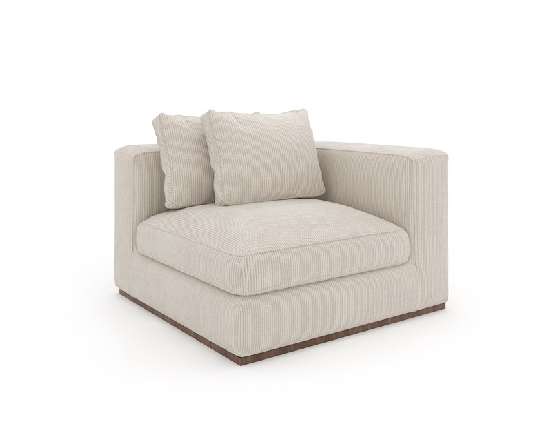 Bello Corner RAF Chair by Caracole, fully upholstered with a right-side arm.