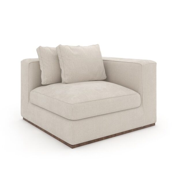 Upholstered Bello Corner Wedge by Caracole, with deep spring down cushions for enhanced comfort.