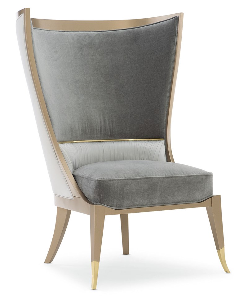 Modern accent chair with a unique design and luxurious finish, perfect for contemporary living spaces in Royal Oak, Michigan.