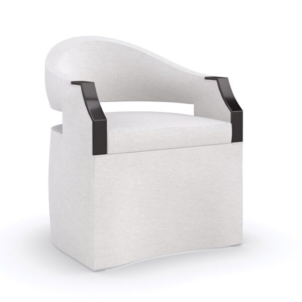 – Modern accent chair with an elegant, sculptural design featuring a tight back and seat, perfect for adding sophistication to contemporary living rooms in Royal Oak, Michigan.