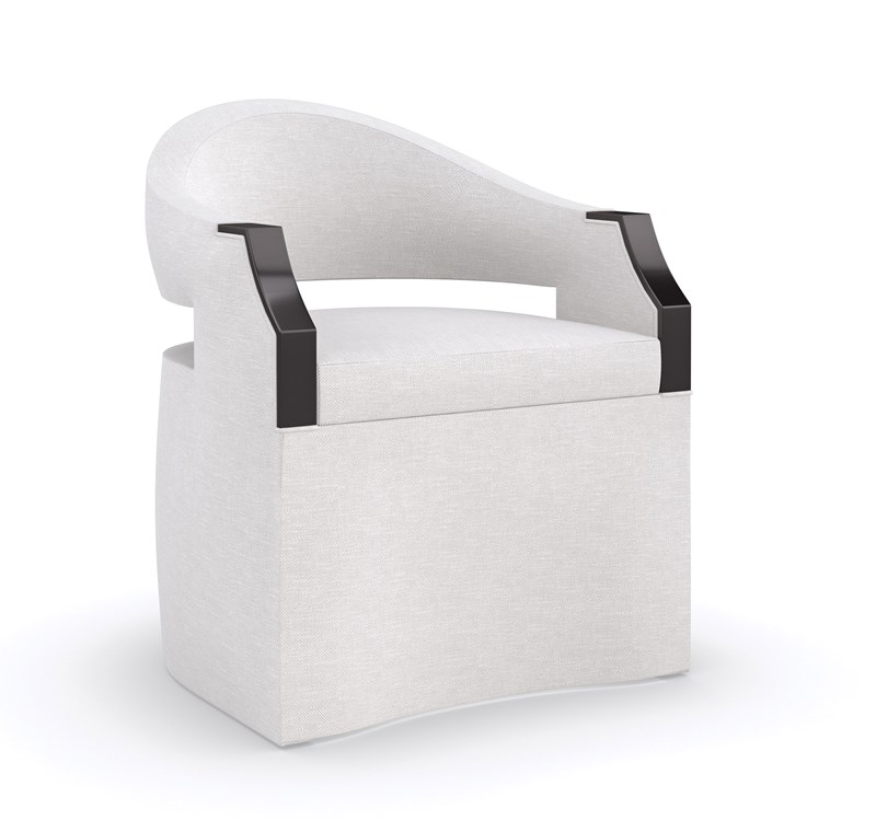– Modern accent chair with an elegant, sculptural design featuring a tight back and seat, perfect for adding sophistication to contemporary living rooms in Royal Oak, Michigan.
