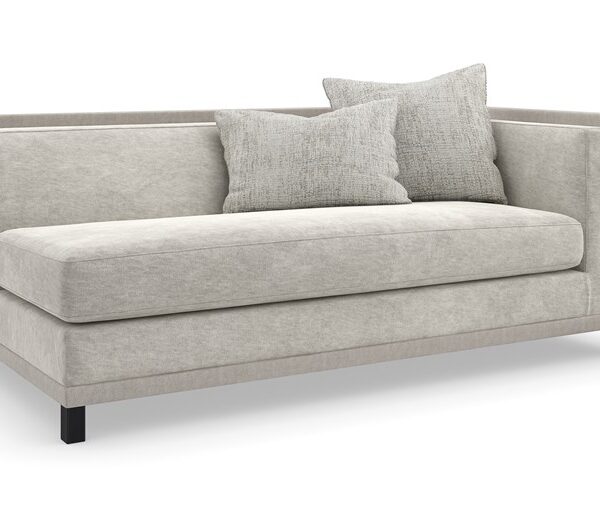 The Tuxedo RAF Sofa by Caracole (model UPH-423-RS1-A) is a sophisticated modular piece from Caracole's Upholstery collection. Designed as part of a classic shelter arm sectional, it features clean lines and crisp tailoring in a deep chocolate brown hue, inspired by modern takes on the iconic tuxedo .