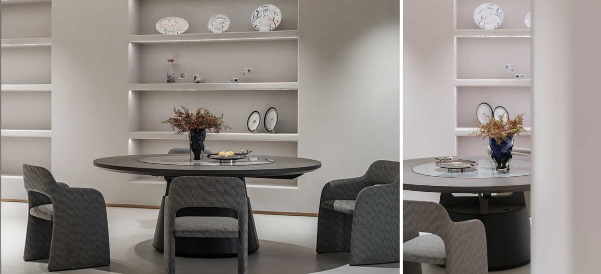Elegant wood dining table with clean lines and sturdy frame by Camerich.