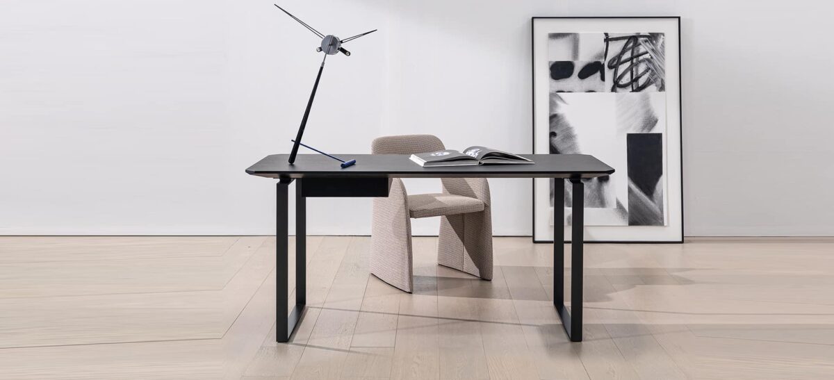 "Verge Desk by Camerich, a minimalist and contemporary design that combines sleek lines and functionality, perfect for elevating modern home offices and luxury interiors."