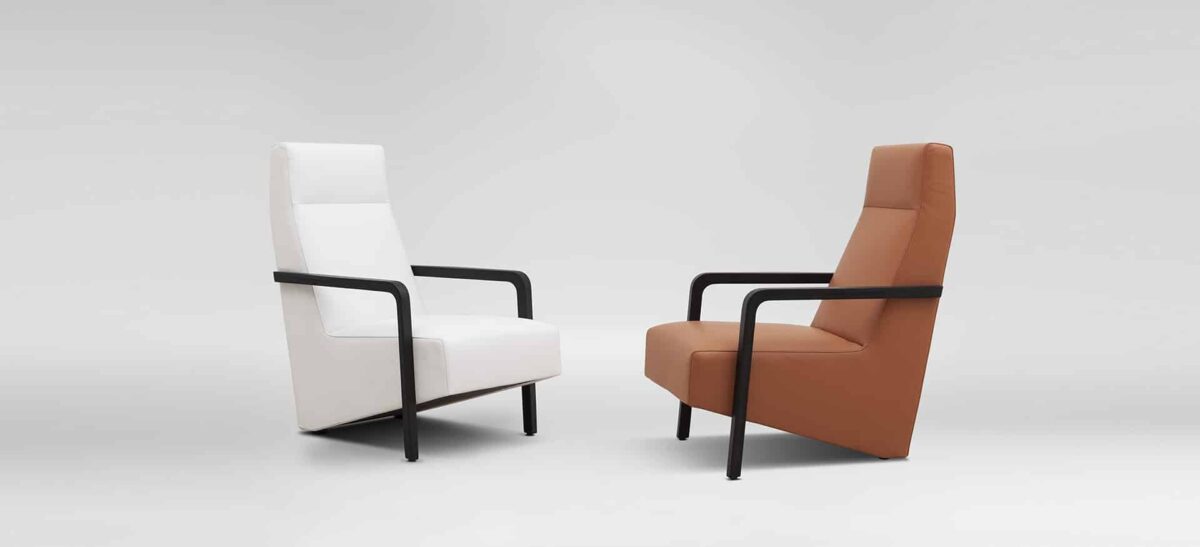Comfortable lounge chair with padded backrest and clean lines by Camerich.