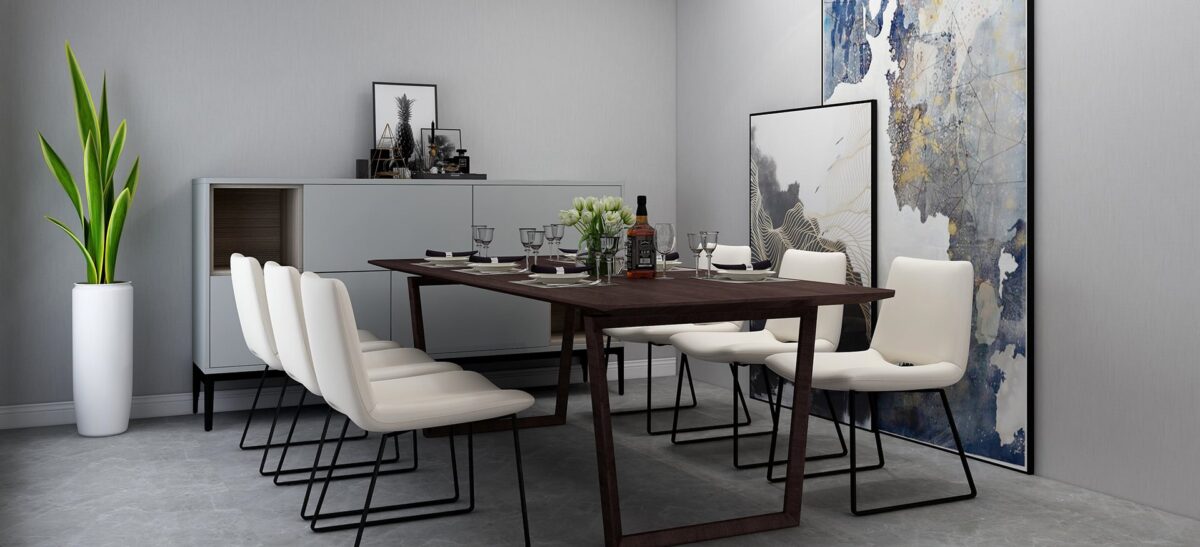 Minimalist Verge Table by Camerich, featuring a sturdy metal base and smooth wood surface, ideal for contemporary interiors.
