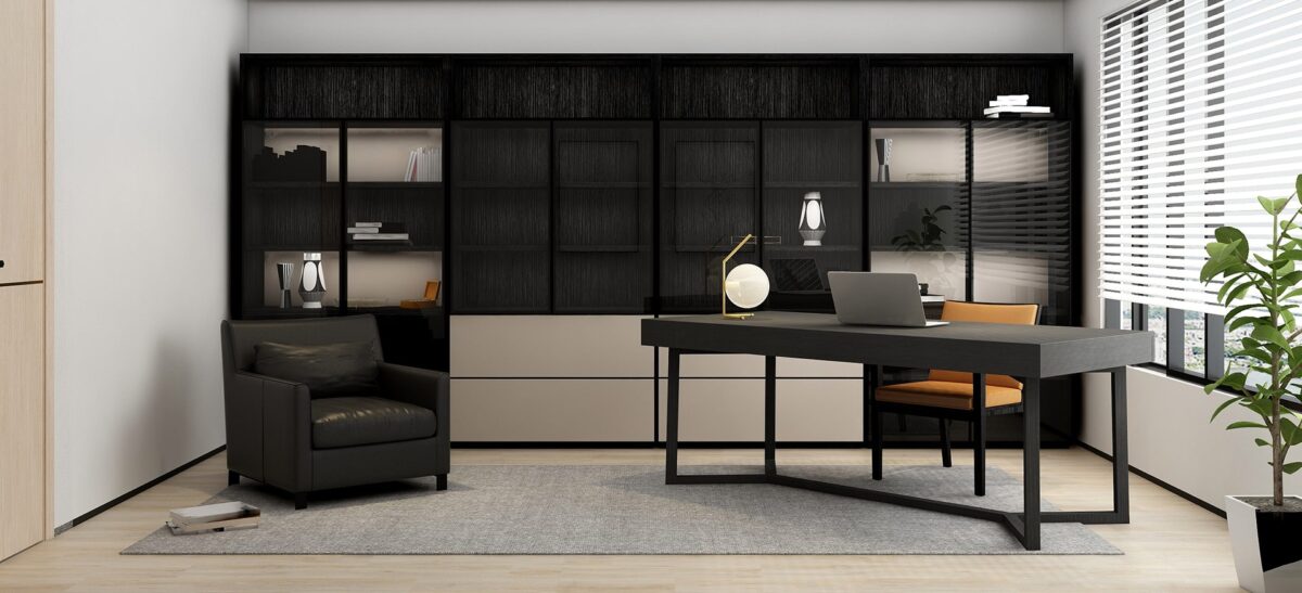 "Vessel Desk by Camerich, a modern and elegant desk design with a spacious work surface, ideal for enhancing contemporary home offices and high-end interiors."