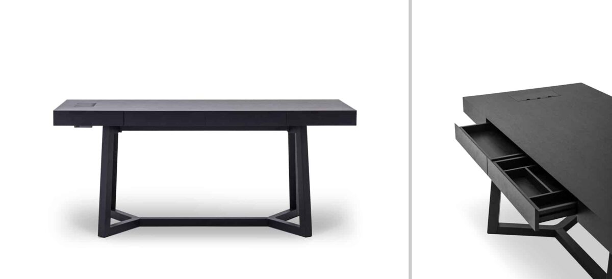 "Vessel Desk by Camerich, a modern and elegant desk design with a spacious work surface, ideal for enhancing contemporary home offices and high-end interiors."