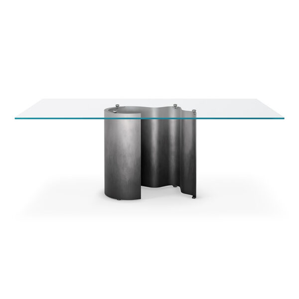 “PAPELITO Glass by Cattelan Italia – compact glass dining table with artistic folded-base design and minimalist elegance”