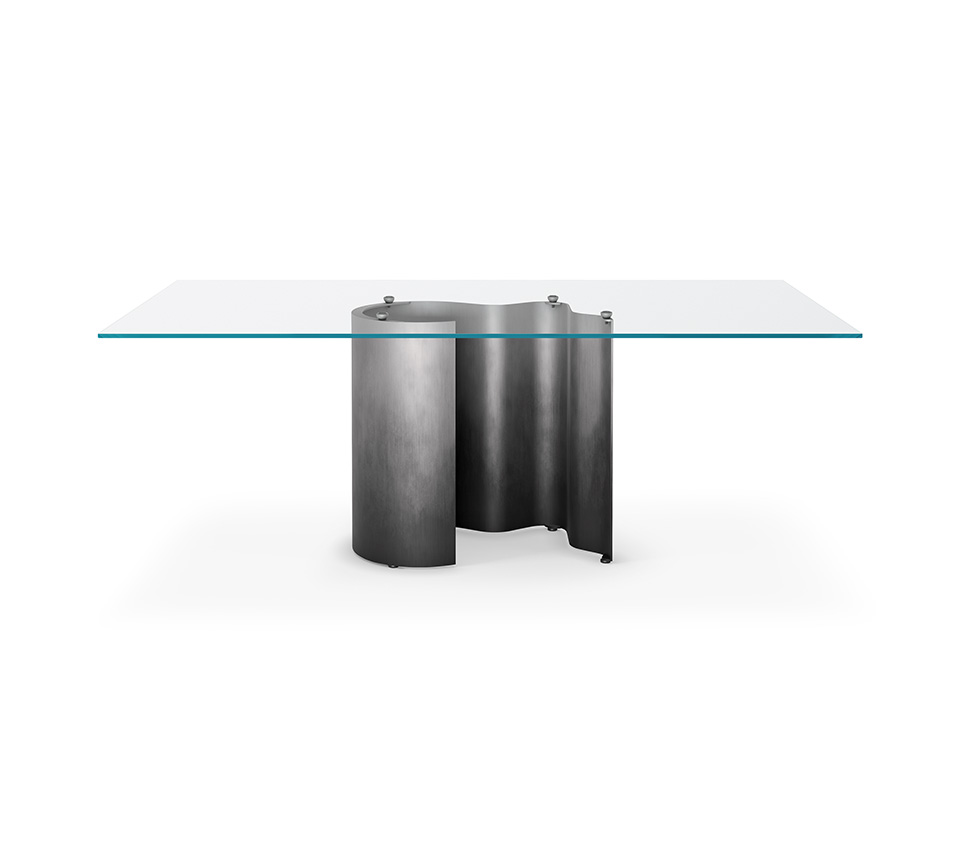 “PAPELITO Glass by Cattelan Italia – compact glass dining table with artistic folded-base design and minimalist elegance”