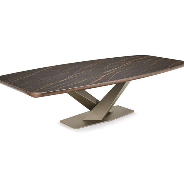 “Modern designer table – STRATOS Keramik Premium by Cattelan Italia featuring high-gloss ceramic finish and bold architectural form”