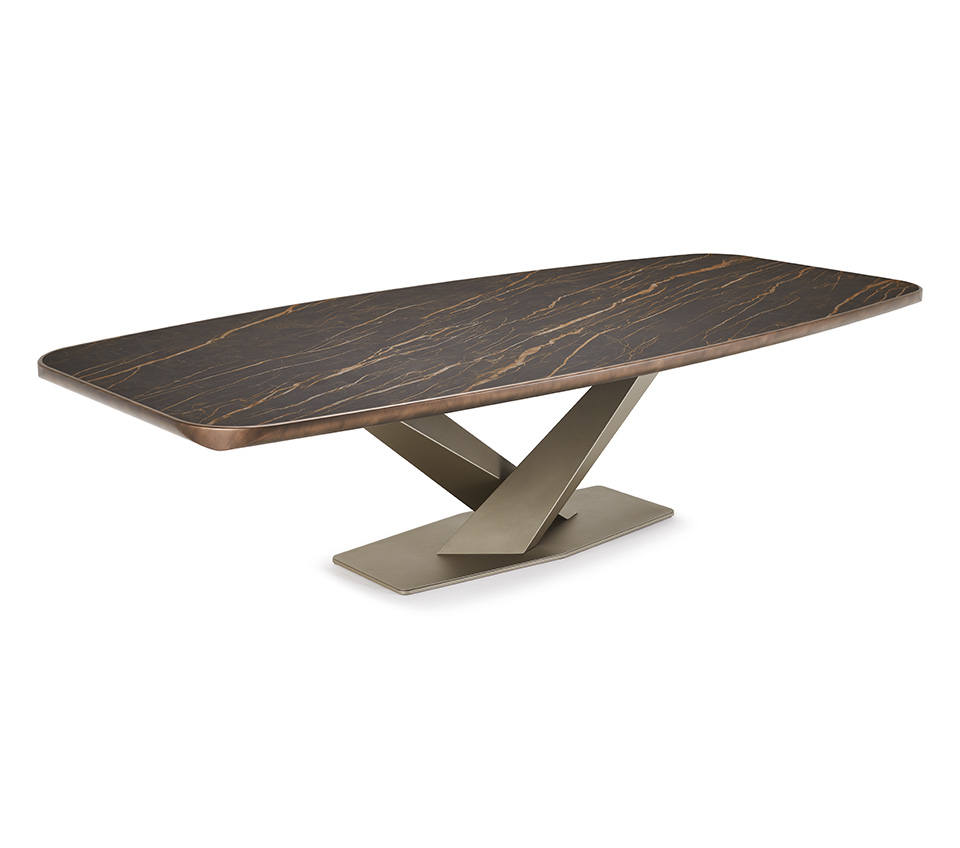 “Modern designer table – STRATOS Keramik Premium by Cattelan Italia featuring high-gloss ceramic finish and bold architectural form”