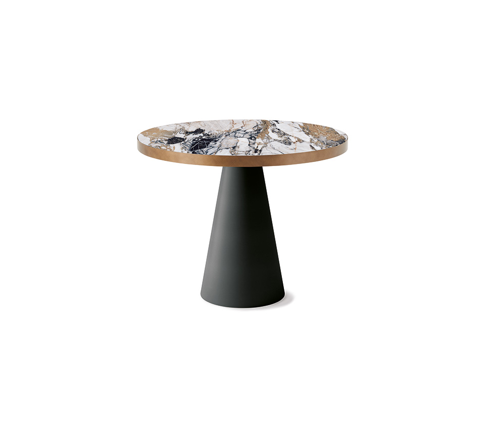 “SATURNO Keramik Bistrot by Cattelan Italia – modern round bistro table with ceramic top and sculptural metal base”