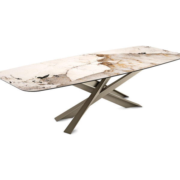 “LANCER Keramik by Cattelan Italia – modern Italian dining table with luxurious ceramic top and sculptural steel base”