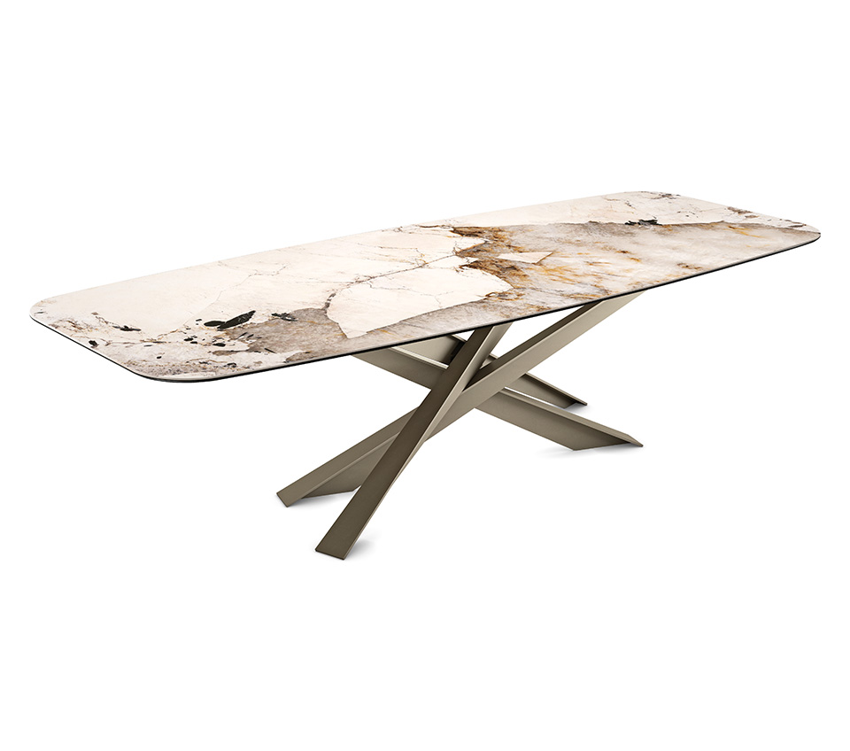“LANCER Keramik by Cattelan Italia – modern Italian dining table with luxurious ceramic top and sculptural steel base”
