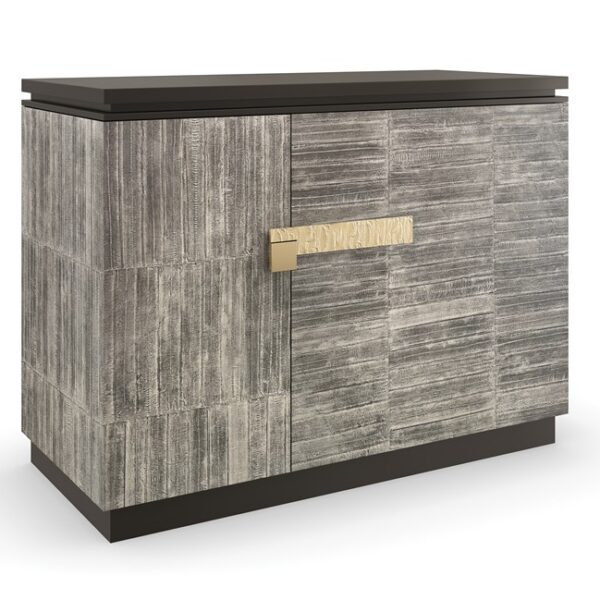 Nigiri by Caracole — a sculptural accent table with a stacked, organic form and metallic finish.