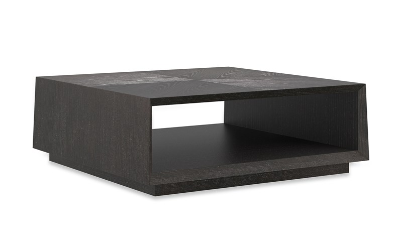 Boxcar by Caracole — a contemporary coffee table featuring a rectangular wood top with metal accents.