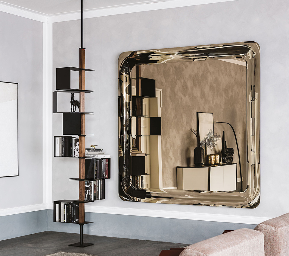 “GLENN Magnum by Cattelan Italia – oversized round Italian wall mirror with sleek lacquered metal frame and minimalist contemporary design”