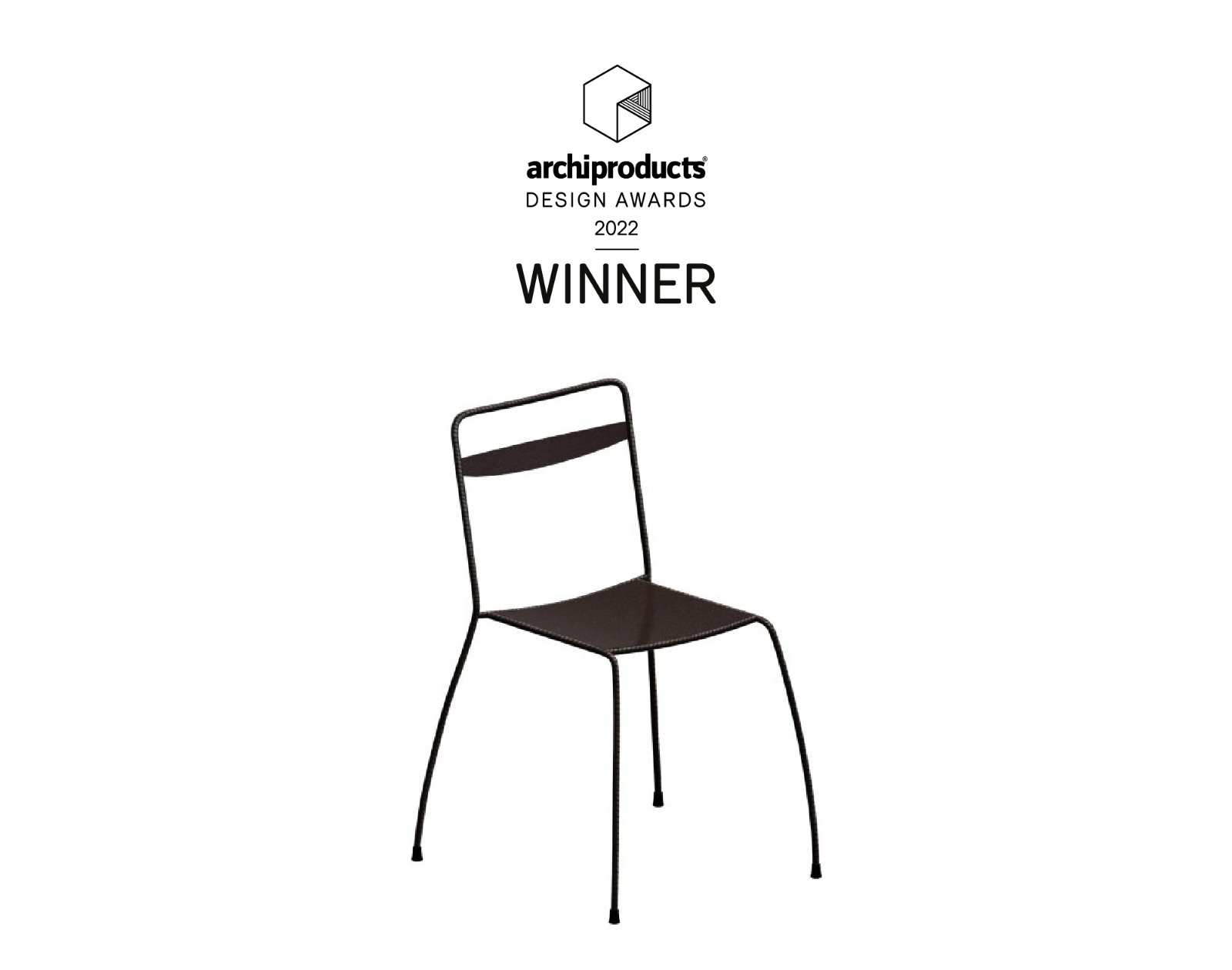 Tondella Chair in embossed white finish with minimalist tubular steel frame and horizontal backrest, placed in a contemporary indoor setting.