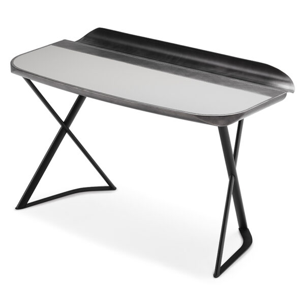 “COCOON Leather by Cattelan Italia – elegant Italian writing desk with soft leather top and curved wooden frame”