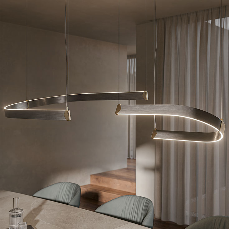 “BLUEBELL by Cattelan Italia – modern Italian pendant lamp with fluted blown glass shade and elegant metal accents”