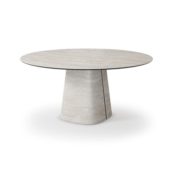 “RADO Keramik Round by Cattelan Italia – round dining table with elegant ceramic top and sculptural steel base in modern Italian style”