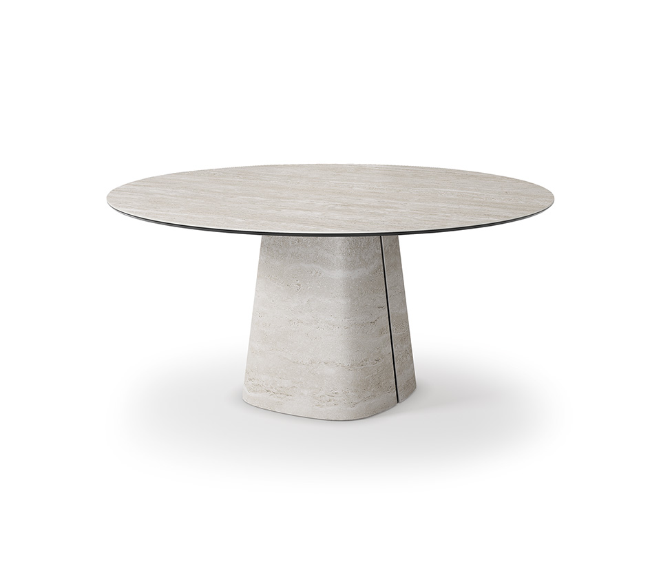 “RADO Keramik Round by Cattelan Italia – round dining table with elegant ceramic top and sculptural steel base in modern Italian style”