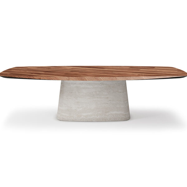 “NAPOLEON Wood by Cattelan Italia – round dining table with solid wood top and sculptural central pedestal base”
