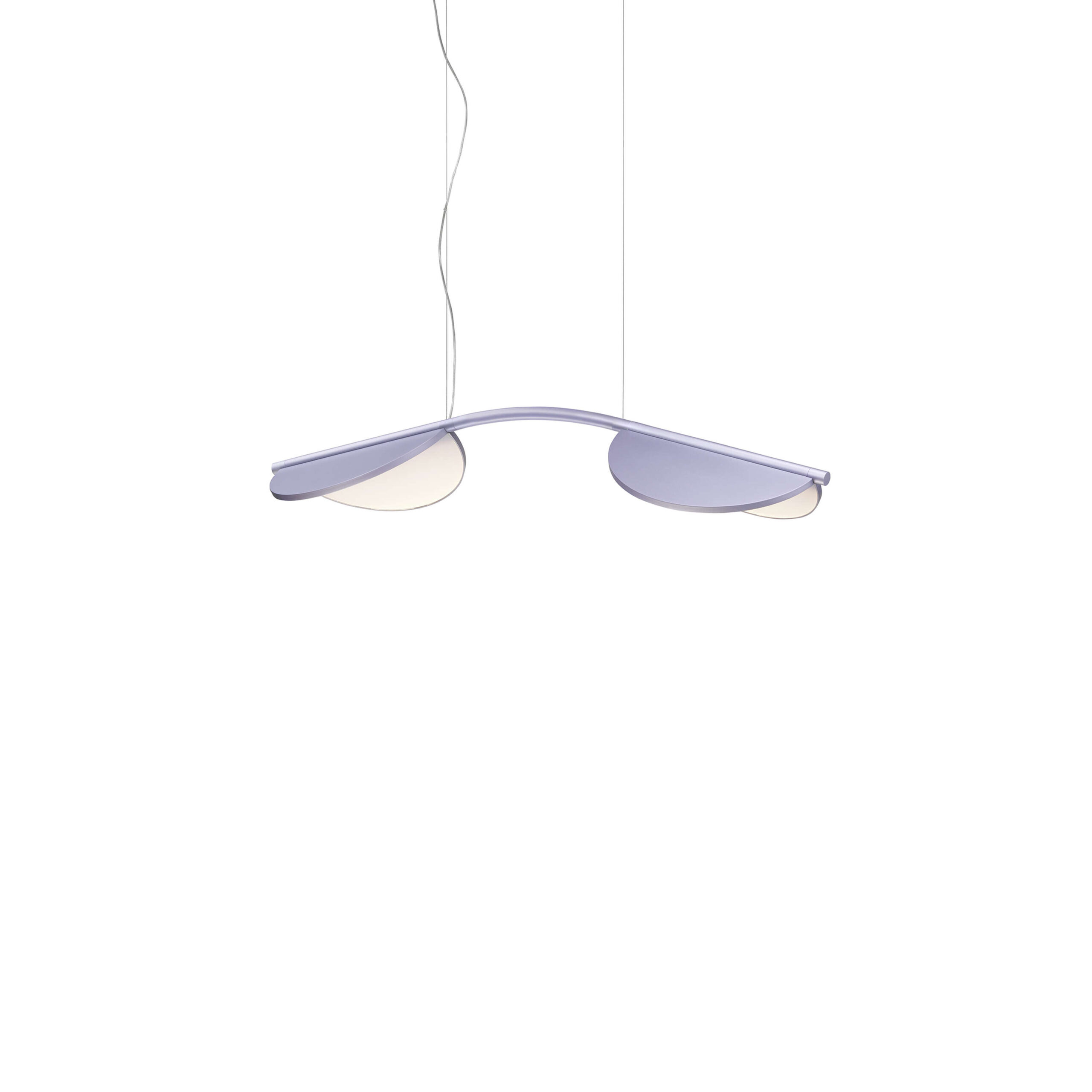 Almendra Arch by Flos, Minimalist pendant light with two almond-shaped LED heads on a curved arch, designed by Patricia Urquiola for Flos.