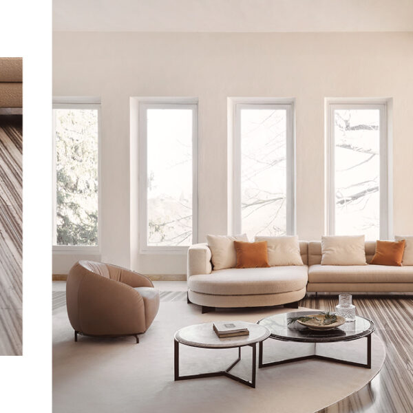 Aura Italian sofa with curved modern form by Nicoline