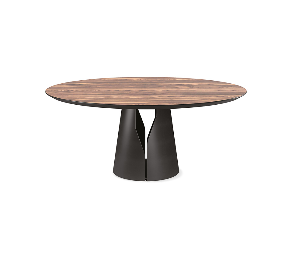 “GIANO by Cattelan Italia – luxury Italian dining table with round glass top and sculptural central metal base”